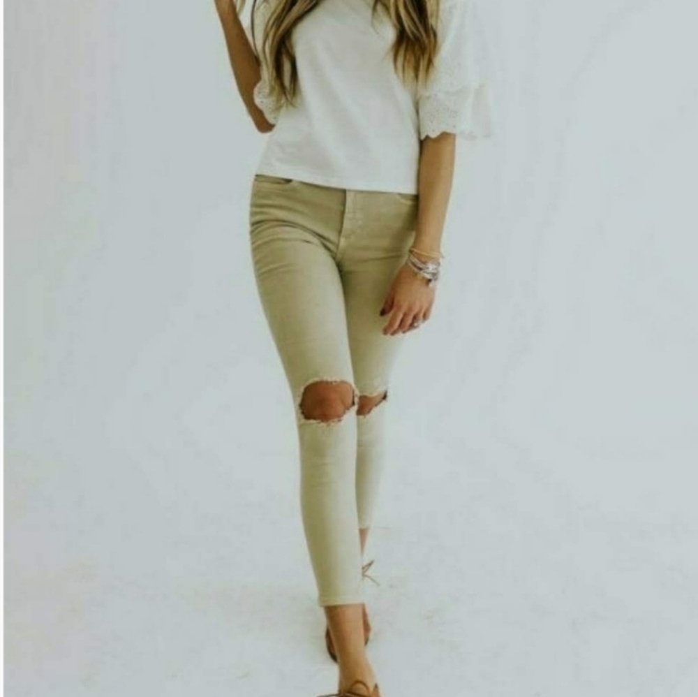 NWT💥 Free People Busted Skinny J Khaki 26